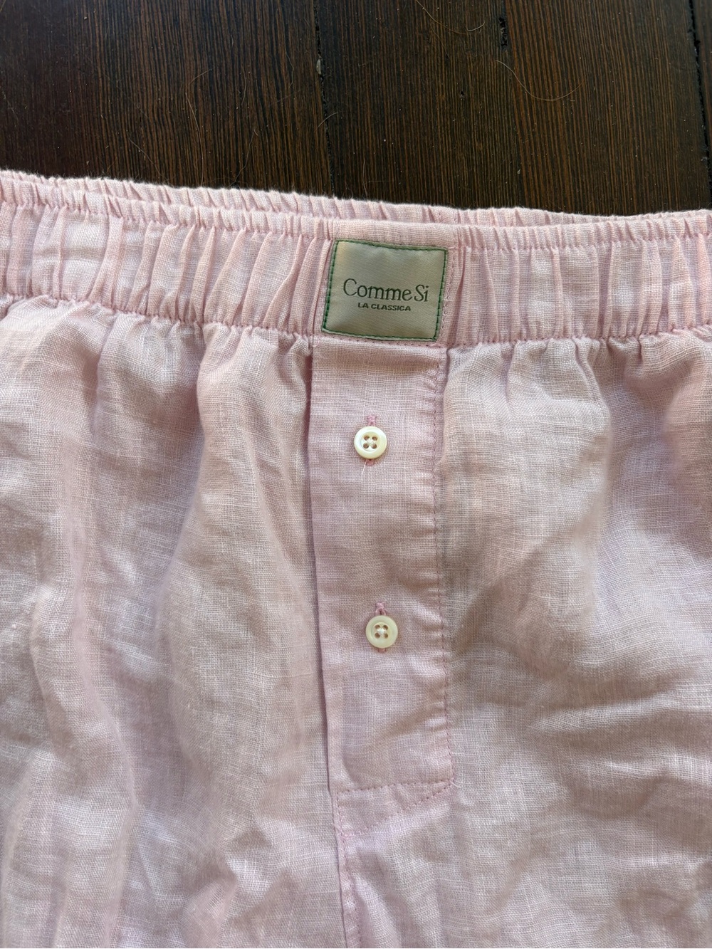Comme Si Pink Linen Shorts with Elastic Waist